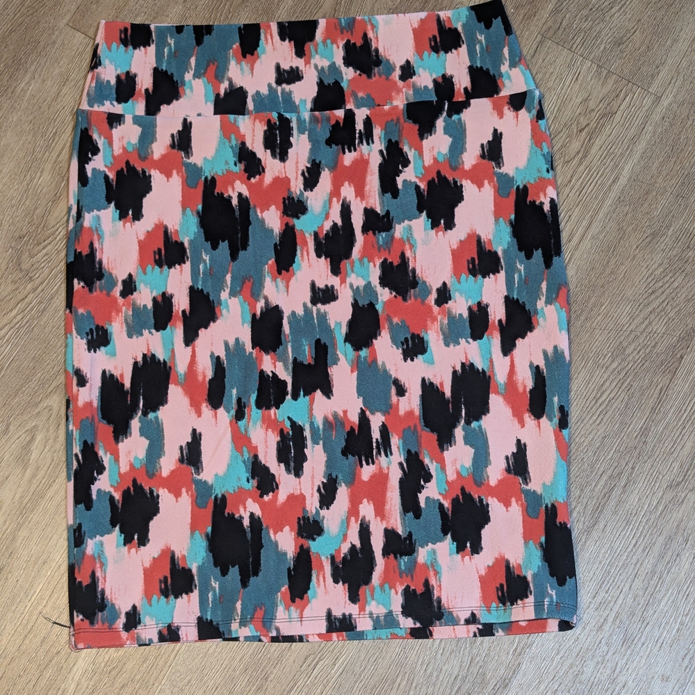 Women's Abstract Multicolor Lularoe Pencil Skirt Size 2XL